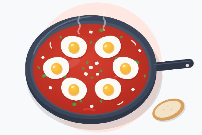 Shakshuka Rezept: Eier in würziger Tomatensauce pochiert
